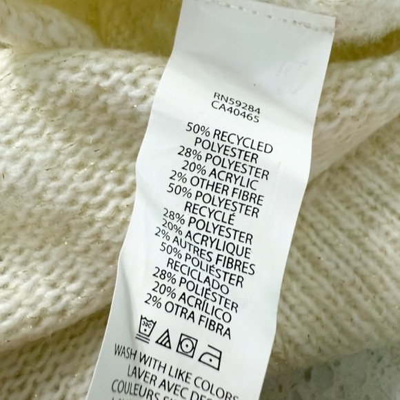 The Children’s Place Women’s L Metallic Thread Fair Isle Sweater Cream Tan NWT - Picture 6 of 8